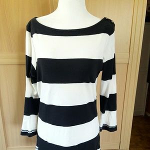 Tory Burch Black and Ivory Women Top Shirt Size L